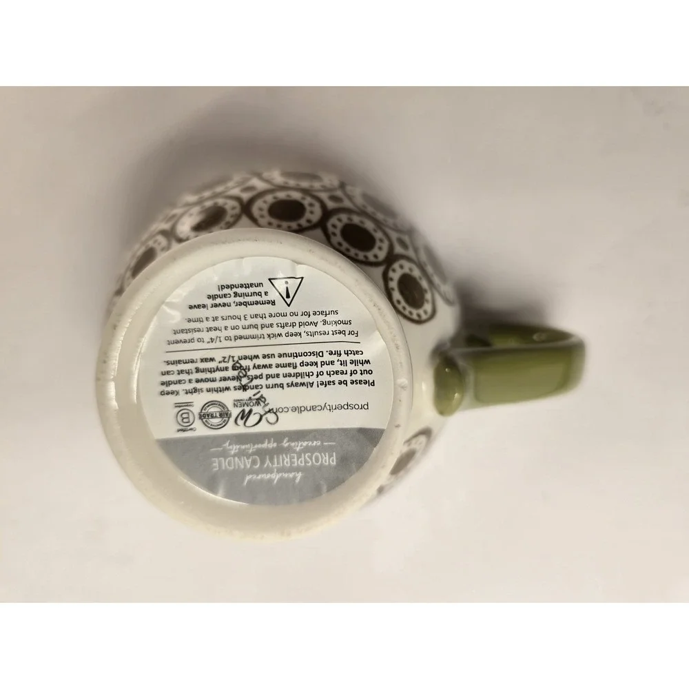 Prosperity Candle Flicker & Sip Chai Tea Candle Hand Painted Stoneware Mug Ivory
